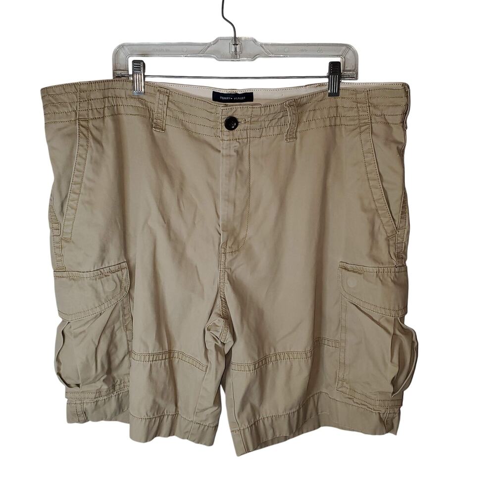 Tommy Hilfiger Cargo Shorts Men's (40x9.5) Beige Khaki Utility Y2K 2000s Cotton
